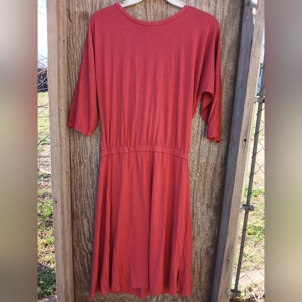 Soft Surroundings Sloane Open Drape Back Soft Jersey Knit Dress Berry,  M